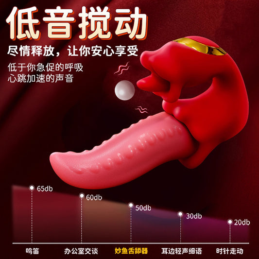 3 in 1 Tongue Licking Thrusting Vibrator Dildo Telescopic G-Spot Clitoral Vaginal Stimulator Adult Female Sex Toy for Women