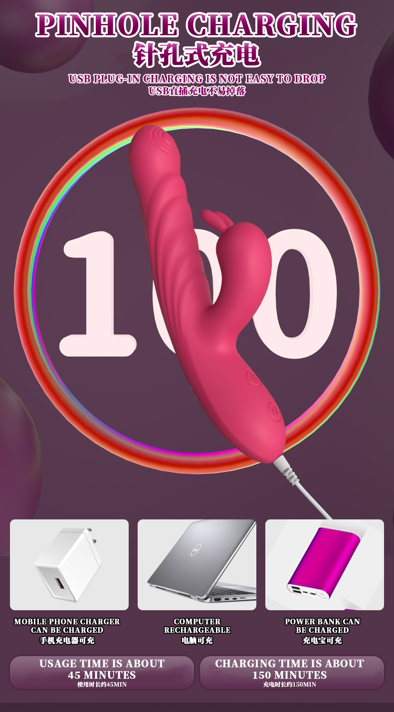 Flamingo Electric Wand Massager with Telescopic Shaft & Dual 10 Vibration Modes 火烈鸟电动震动棒