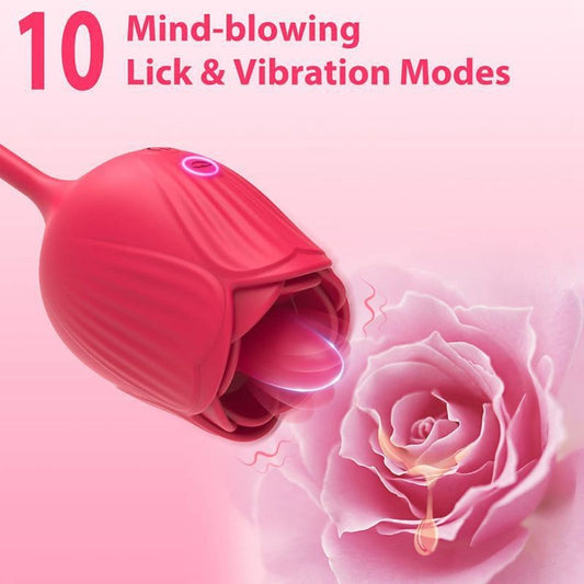 Rose Sex Tongue Licking Vibrator Clitoral Vibrator For Women Stimulator Sex Sensual Toy with 10 Licking & Vibration Modes Vibrator Machines For Women Adult Sex Female Toy Sex Tools Sex Women